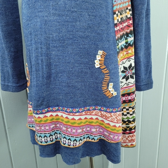 Moka Sport Women's Size Small Multi Media Patchwork Long Sleeve Sweater Dress - Picture 4 of 14